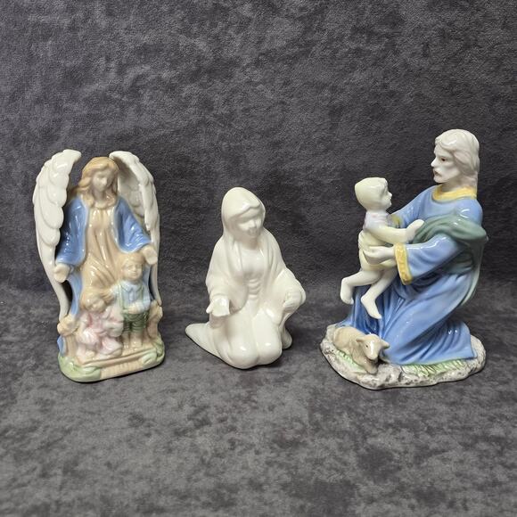 K's Collection Ceramic Guardian Angel & Jesus w Kids and Mother Mary Home Decor - Picture 1 of 13